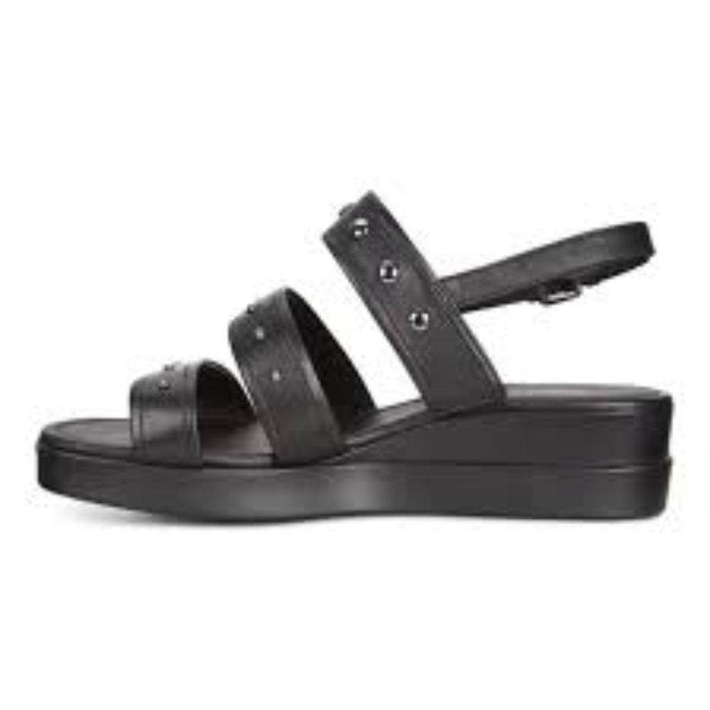 Black Ecco Platform Sandals with Stud Detail